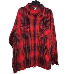 VINTAGE Oshkosh B Gosh Mens Shirt XXLT Red Buffalo Plaid Flannel Heavy USA 90s